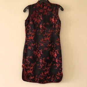 Black & Red Asia Inspired Sheath Dress Sz S